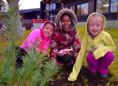 St. David School Students Plant 50 Evergreen Trees on New School Site